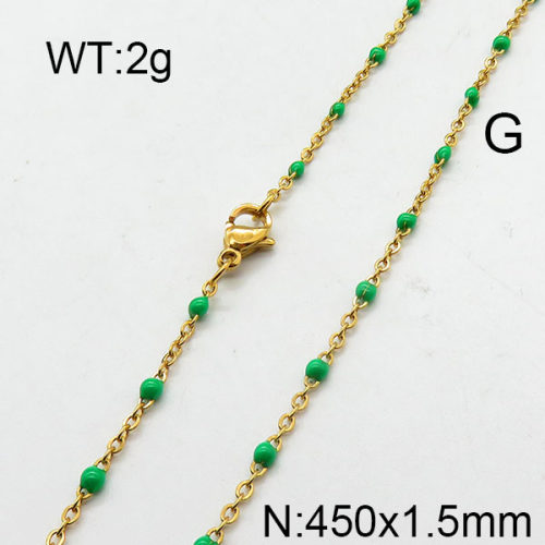 304 Stainless Steel Necklace,Enamel Link Chains,Cable Chains,Soldered,Flat Oval,Vacuum Plating Gold,1.5x450mm,about 2g/package,1 pc/package,6N3000844aajl-368