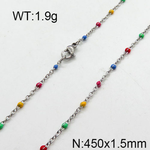 304 Stainless Steel Necklace,Enamel Link Chains,Cable Chains,Soldered,Flat Oval,True Color,1.5x450mm,about 1.9g/package,1 pc/package,6N3000847aajl-368
