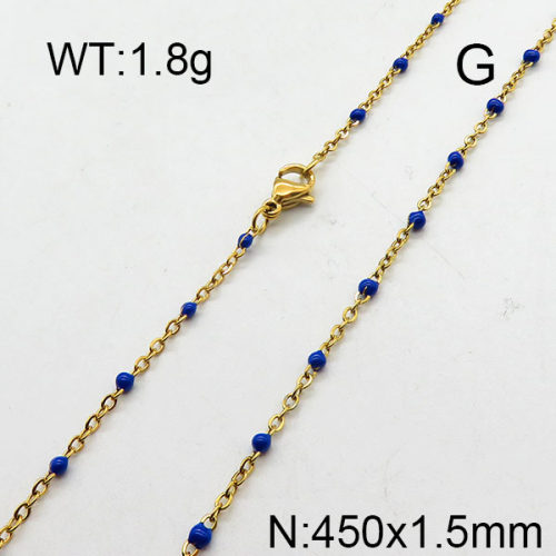 304 Stainless Steel Necklace,Enamel Link Chains,Cable Chains,Soldered,Flat Oval,Vacuum Plating Gold,1.5x450mm,about 1.8g/package,1 pc/package,6N3000848aajl-368