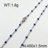304 Stainless Steel Necklace,Enamel Link Chains,Cable Chains,Soldered,Flat Oval,True Color,1.5x450mm,about 1.8g/package,1 pc/package,6N3000849vail-368