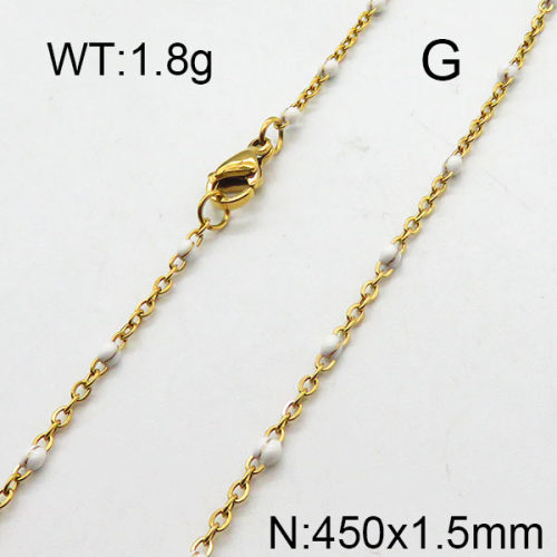 304 Stainless Steel Necklace,Enamel Link Chains,Cable Chains,Soldered,Flat Oval,Vacuum Plating Gold,1.5x450mm,about 1.8g/package,1 pc/package,6N3000850aajl-368
