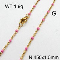 304 Stainless Steel Necklace,Enamel Link Chains,Cable Chains,Soldered,Flat Oval,Vacuum Plating Gold,1.5x450mm,about 1.9g/package,1 pc/package,6N3000852aajl-368