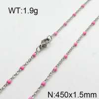 304 Stainless Steel Necklace,Enamel Link Chains,Cable Chains,Soldered,Flat Oval,True Color,1.5x400,about 1.9g/package,1 pc/package,6N3000853vail-368