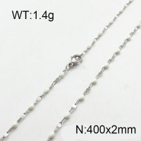 304 Stainless Steel Necklace,Enamel Link Chains,Cable Chains,Soldered,With Falt Oval Connector,True Color,2x400mm,about 1.4g/package,1 pc/package,6N3000855aajl-368