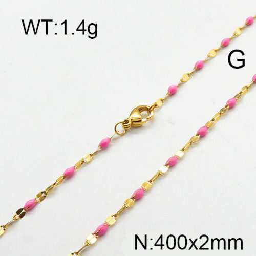 304 Stainless Steel Necklace,Enamel Link Chains,Cable Chains,Soldered,With Falt Oval Connector,Vacuum Plating Gold,2x400mm,about 1.4g/package,1 pc/package,6N3000856aakl-368