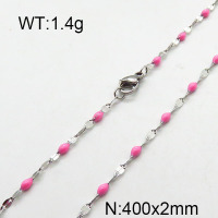 304 Stainless Steel Necklace,Enamel Link Chains,Cable Chains,Soldered,With Falt Oval Connector,True Color,2x400mm,about 1.4g/package,1 pc/package,6N3000857aajl-368