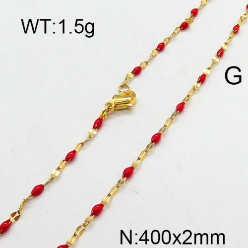 304 Stainless Steel Necklace,Enamel Link Chains,Cable Chains,Soldered,With Falt Oval Connector,Vacuum Plating Gold,2x400mm,about 1.5g/package,1 pc/package,6N3000858aakl-368