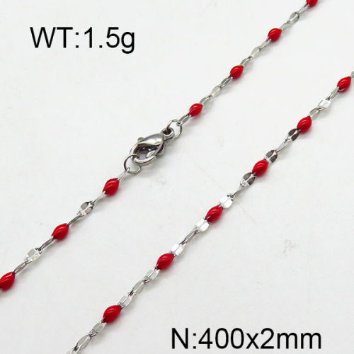 304 Stainless Steel Necklace,Enamel Link Chains,Cable Chains,Soldered,With Falt Oval Connector,True Color,2x400mm,about 1.5g/package,1 pc/package,6N3000859aajl-368