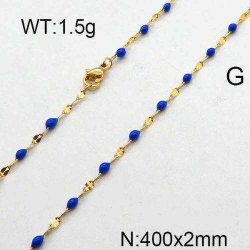 304 Stainless Steel Necklace,Enamel Link Chains,Cable Chains,Soldered,With Falt Oval Connector,Vacuum Plating Gold,2x400mm,about 1.5g/package,1 pc/package,6N3000860aakl-368