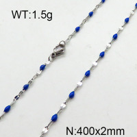 304 Stainless Steel Necklace,Enamel Link Chains,Cable Chains,Soldered,With Falt Oval Connector,True Color,2x400mm,about 1.5g/package,1 pc/package,6N3000861aajl-368