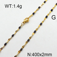 304 Stainless Steel Necklace,Enamel Link Chains,Cable Chains,Soldered,With Falt Oval Connector,Vacuum Plating Gold,2x400mm,about 1.4g/package,1 pc/package,6N3000862aakl-368