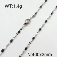 304 Stainless Steel Necklace,Enamel Link Chains,Cable Chains,Soldered,With Falt Oval Connector,True Color,2x400mm,about 1.4g/package,1 pc/package,6N3000863aajl-368