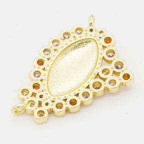 Brass Cubic Zirconia Enamel Links Connectors,Devil's eye,Long-lasting plated,Golden,24x17mm,Hole:1mm,about 2.5g/pc,5 pcs/package,XFCO00797aakl-L002