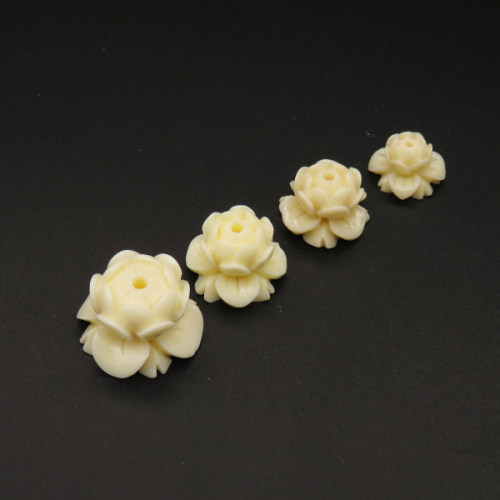 Resin Beads,Flower,Cream color,11x8mm,Hole:1mm,about 0.6g/pc,1pc/package,XBR00001hbab-L001