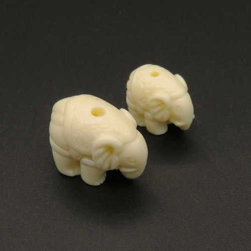 Resin Beads,Elephant,Cream color,9x14x15mm,Hole:1.5mm,about 1.7g/pc,1pc/package,XBR00015ibbb-L001