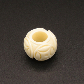 Resin Beads,Engraved spacer beads,Cream color,11x17mm,Hole:7mm,about 2.2g/pc,1pc/package,XBR00021hmbb-L001