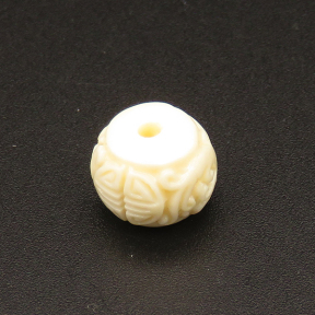 Resin Beads,Engraved spacer beads,Cream color,8x10mm,Hole:2mm,about 0.9g/pc,1pc/package,XBR00027bobb-L001