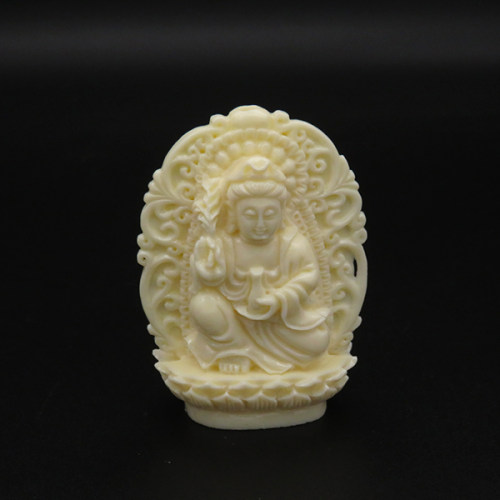 Resin Beads,Double sided,Buddha image,Cream color,21x38x53mm,Hole:3mm,about 27.3g/pc,1pc/package,XBR00037vbnl-L001