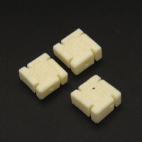 Resin Beads,Buddha word,Cream color,5x11x11mm,Hole:1mm,about 0.8g/pc,1pc/package,XBR00042bobb-L001