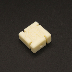 Resin Beads,Buddha word,Cream color,5x11x11mm,Hole:1mm,about 0.8g/pc,1pc/package,XBR00042bobb-L001