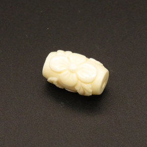 Resin Beads,Carved Drum Beads,Cream color,10x17mm,Hole:2mm,about 1.6g/pc,1pc/package,XBR00044bobb-L001
