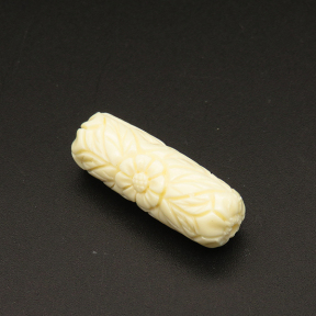 Resin Beads,Carved Tube Beads,Cream color,7x26mm,Hole:2mm,about 1.7g/pc,1pc/package,XBR00046hibb-L001
