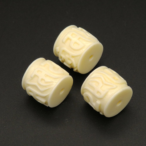 Resin Beads,Carved Drum Beads,Cream color,13x14mm,Hole:2mm,about 2.8g/pc,1pc/package,XBR00065bobb-L001