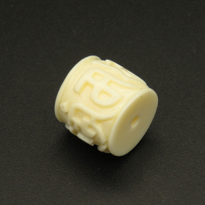 Resin Beads,Carved Drum Beads,Cream color,13x14mm,Hole:2mm,about 2.8g/pc,1pc/package,XBR00065bobb-L001