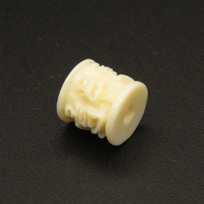 Resin Beads,Carved Drum Beads,Cream color,8x9mm,Hole:2mm,about 0.7g/pc,1pc/package,XBR00067albv-L001