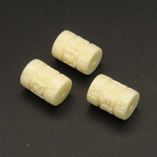 Resin Beads,Carved Tube Beads,Cream color,8x12mm,Hole:1.5mm,about 1.0g/pc,1pc/package,XBR00069bnbb-L001