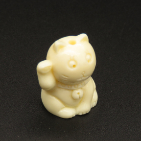 Resin Beads,Lucky Cat,Cream color,13x16x22mm,Hole:2.5mm,about 3.9g/pc,1pc/package,XBR00075ibbb-L001