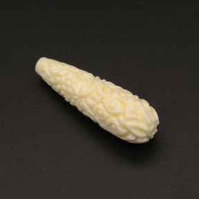 Resin Beads,Carved Water droplets,Cream color,11x37mm,Hole:1.5mm,about 3.4g/pc,1pc/package,XBR00117kibb-L001
