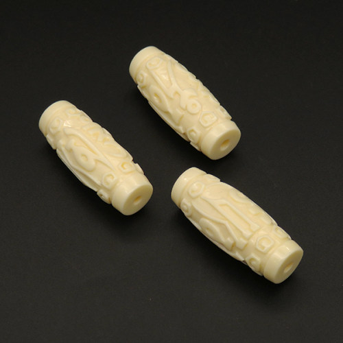 Resin Beads,Carved Rice Beads,Cream color,13x34mm,Hole:2.5mm,about 5.5g/pc,1pc/package,XBR00120jobb-L001