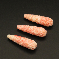 Resin Beads,Carved Water droplets,Pink,11x36mm,Hole:2mm,about 3.2g/pc,1pc/package,XBR00143kibb-L001