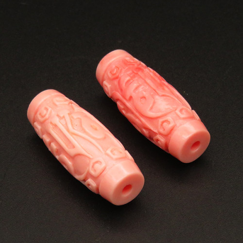 Resin Beads,Carved Rice Beads,Pink,13x35mm,Hole:3mm,about 5.7g/pc,1pc/package,XBR00160jobb-L001
