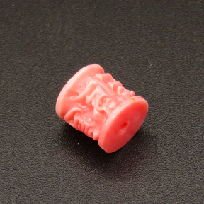 Resin Beads,Carved Cylinder,Pink,8x9mm,Hole:1.5mm,about 0.6g/pc,1pc/package,XBR00170albv-L001