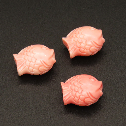 Resin Beads,Fish,Pink,8x14mm,Hole:1.5mm,about 1.2g/pc,1pc/package,XBR00189albv-L001