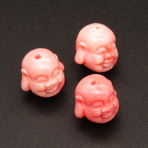 Resin Beads,Buddha head,Pink,10mm,Hole:1mm,about 0.7g/pc,1pc/package,XBR00191ajvb-L001