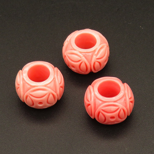 Resin Beads,Engraved spacer beads,Pink,11x17mm,Hole:8mm,about 2.0g/pc,1pc/package,XBR00210bobb-L001