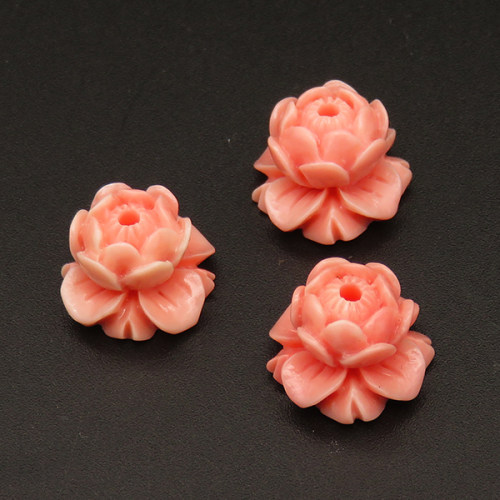 Resin Beads,Flower,Pink,10x15mm,Hole:1.5mm,about 1.2g/pc,1pc/package,XBR00227hbab-L001