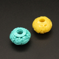 Resin Beads,Engraved spacer beads,Color Mixing,11x17mm,Hole:5mm,about 3.1g/pc,1pc/package,XBR00235bobb-L001