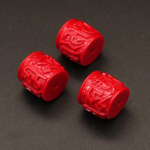 Resin Beads,Carved Drum Beads,Red,8x12mm,Hole:1.5mm,about 1.6g/pc,1pc/package,XBR00267bobb-L001