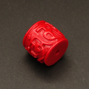 Resin Beads,Carved Drum Beads,Red,8x12mm,Hole:1.5mm,about 1.6g/pc,1pc/package,XBR00267bobb-L001