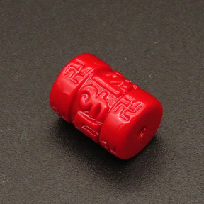 Resin Beads,Carved Cylinder,Red,13x14mm,Hole:2mm,about 4.3g/pc,1pc/package,XBR00269bnbb-L001