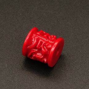 Resin Beads,Carved Cylinder,Red,8x12mm,Hole:1.5mm,about 1.5g/pc,1pc/package,XBR00271bnbb-L001