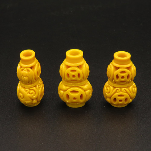 Resin Beads,Gourd,Yellow,13x31mm,Hole:4mm,about 5.3g/pc,1pc/package,XBR00273jibb-L001