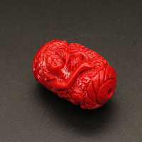 Resin Beads,Carved Drum Beads,Red,20x31mm,Hole:3mm,about 13.8g/pc,1pc/package,XBR00275iobb-L001