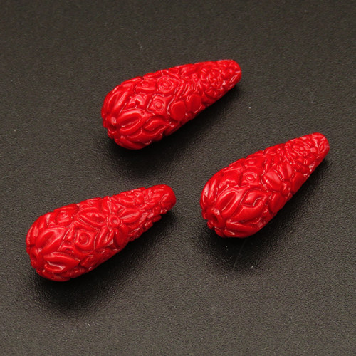 Resin Beads,Carved Water droplets,Red,8x19mm,Hole:1mm,about 1.4g/pc,1pc/package,XBR00277hmbb-L001
