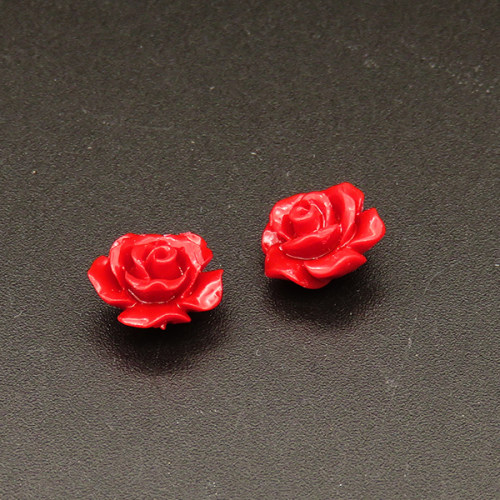 Resin Cabochons,Flower,Red,6x10mm,Hole:1mm,about 0.5g/pc,1pc/package,XBR00302bnbb-L001