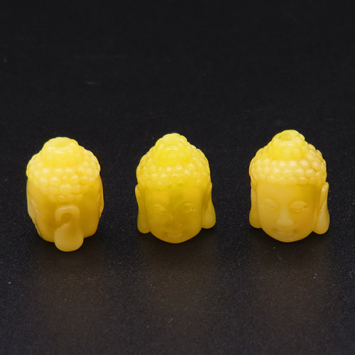 Resin Beads,Buddha head,Yellow,14x10mm,Hole:1.5mm,about 1.0g/pc,1pc/package,XBR00314bobb-L001